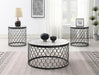 T155 - Coffee Table & 2 End Tables - Black / Silver Sparkle