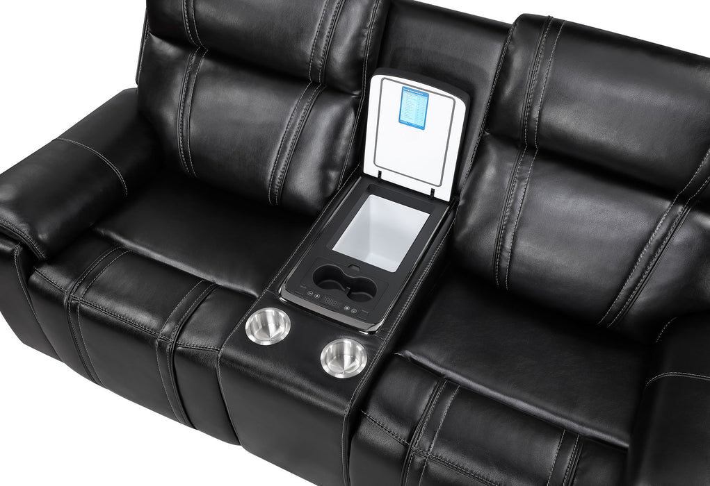 U8880 - Power Console Reclining Loveseat With Armrest Cupholder, Console Cooler With Watch Charger - Black - alternate view 3