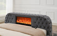 B541 - Velvet Bed With Fireplace, TV Mount & Bluetooth Speaker & USB - alternate view 2