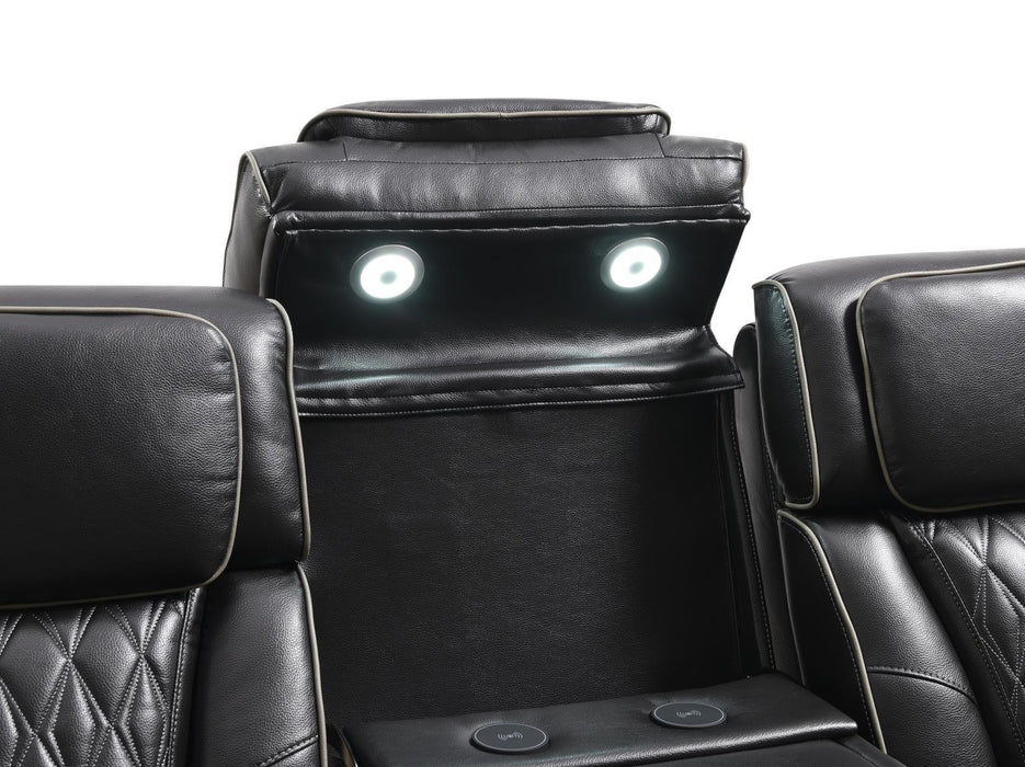 U70 - Power Reclining Sofa With Power Headrest, Reading Light, Massage, Heat, Ambient Lighting - Black - alternate view 2