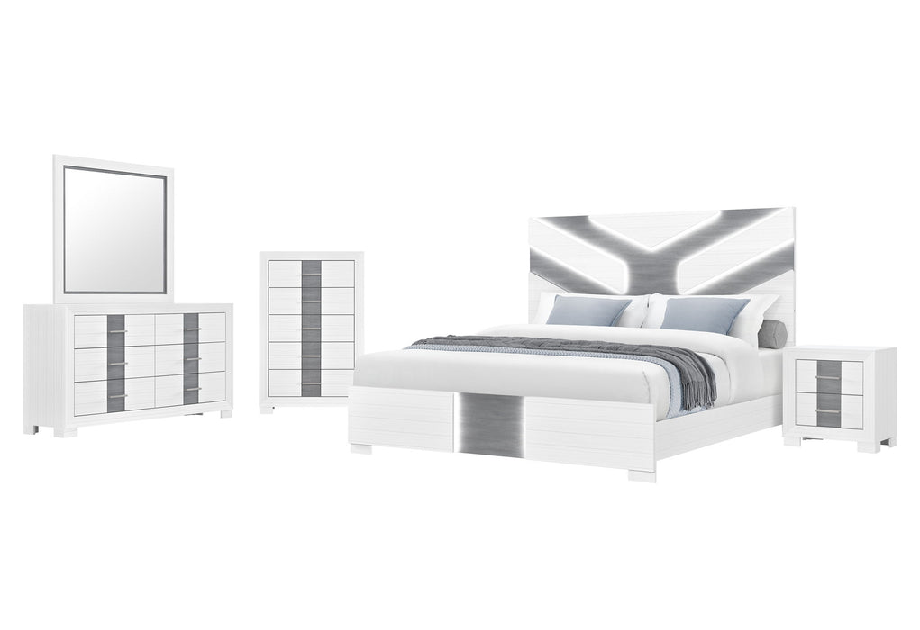 Optimus - 5 Piece King Bedroom Set - White