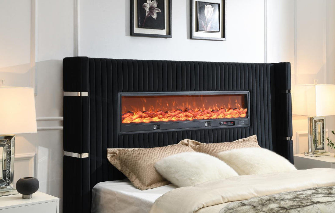 B543 - Velvet Bed With Fireplace & Bluetooth Speaker & USB - alternate view 3