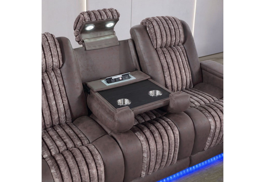 U8000 - 3 Piece Living Room Set (Power Console Reclining Loveseat, Power Reclining Sofa, Power Recliner With Power Headrest) - Brown - alternate view 3