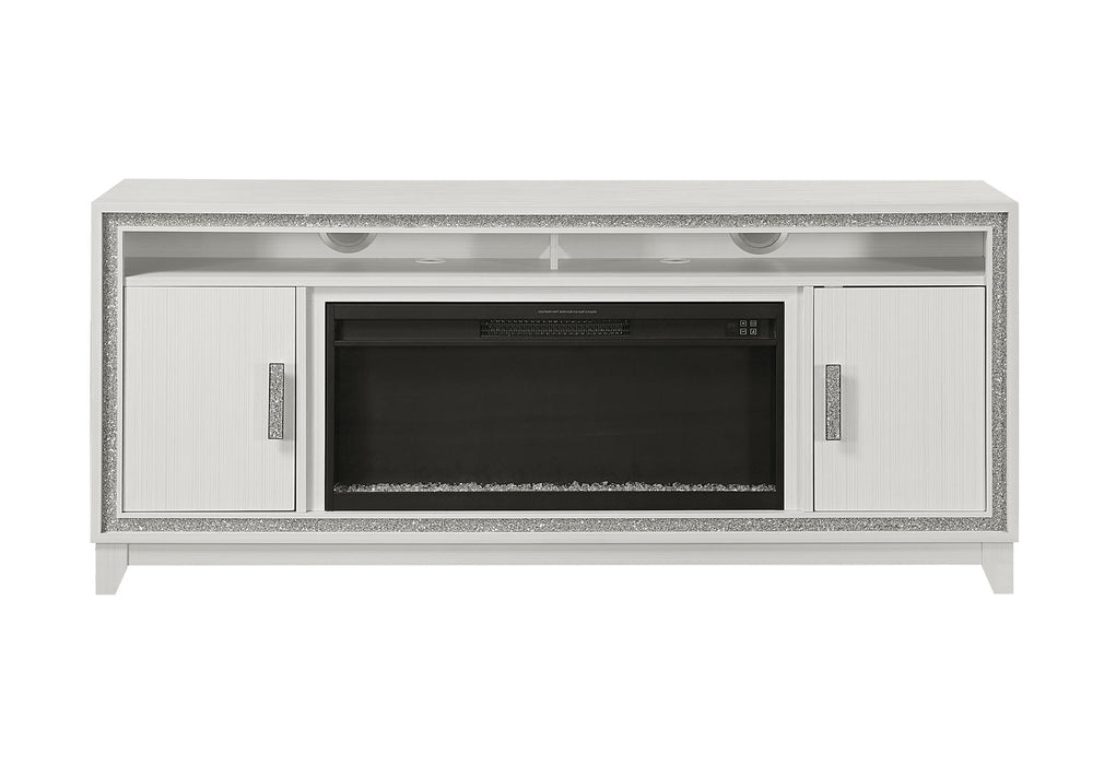 Lily - 72" Entertainment Unit With LED, Speakers, Crystal Inserts - White - alternate view 2