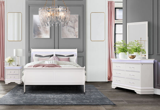 Charlie - 5 Piece Queen Bedroom Set With LED - White - alternate view 2