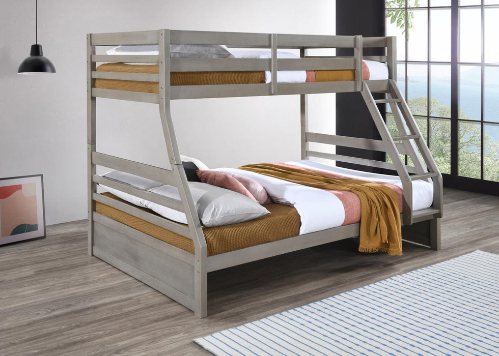 S090 - Twin / Full Bunk Bed - Light Gray - alternate view 3