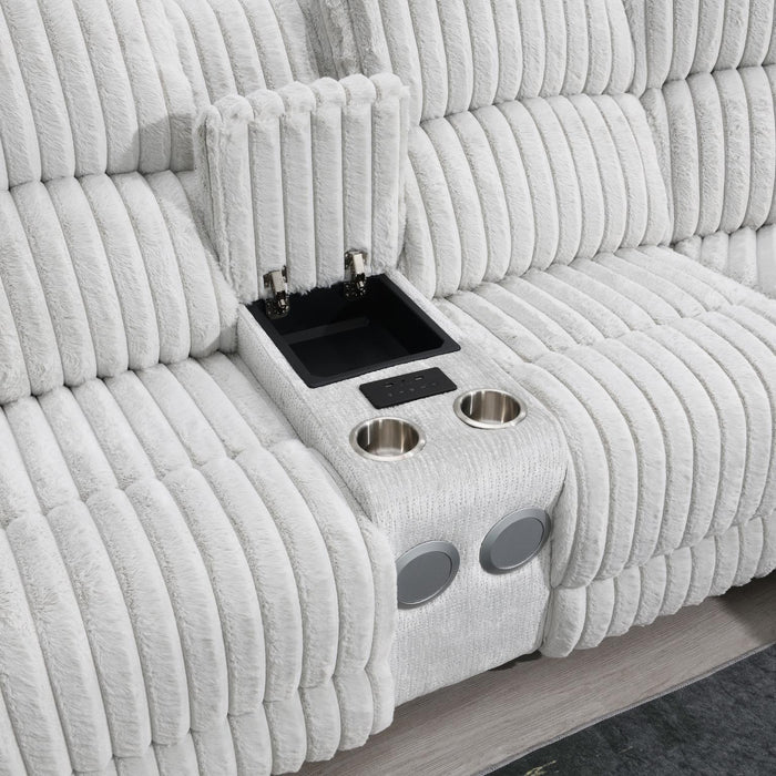 U61 - Corduroy Power 3 Piece Sectional With Bluetooth Speaker, And Wireless Charger - Gray - alternate view 2