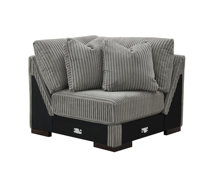 U243 - 6 Piece Sectional (2 Armless Chairs, 1 Console, 1 Right Chaise, 1 LAF Seat, 1 Wedge) - Gray - alternate view 3