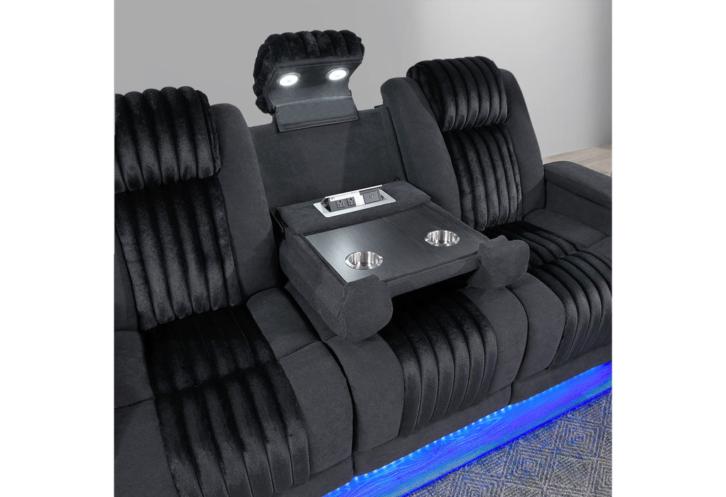 U8000 - 3 Piece Living Room Set (Power Console Reclining Loveseat, Power Reclining Sofa/ Power Recliner With Power Headrest) - Black - alternate view 3