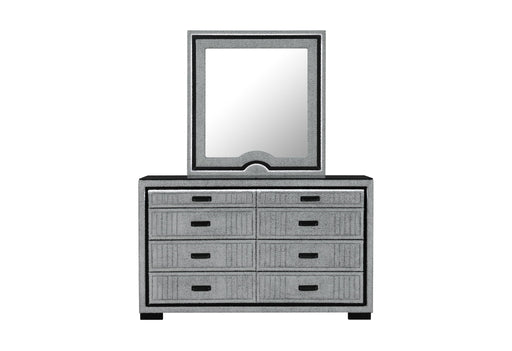 Isabella - 5 Piece King Bedroom Set (King Bed With LED, TV Lift, Bluetooth Speaker And Firpeplace Crystal) - Gray - alternate view 2