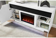 Aileen - 66" Entertainment Unit With LED, Speakers, Crystal Inserts And Pop Up Center Doors - White - alternate view 2