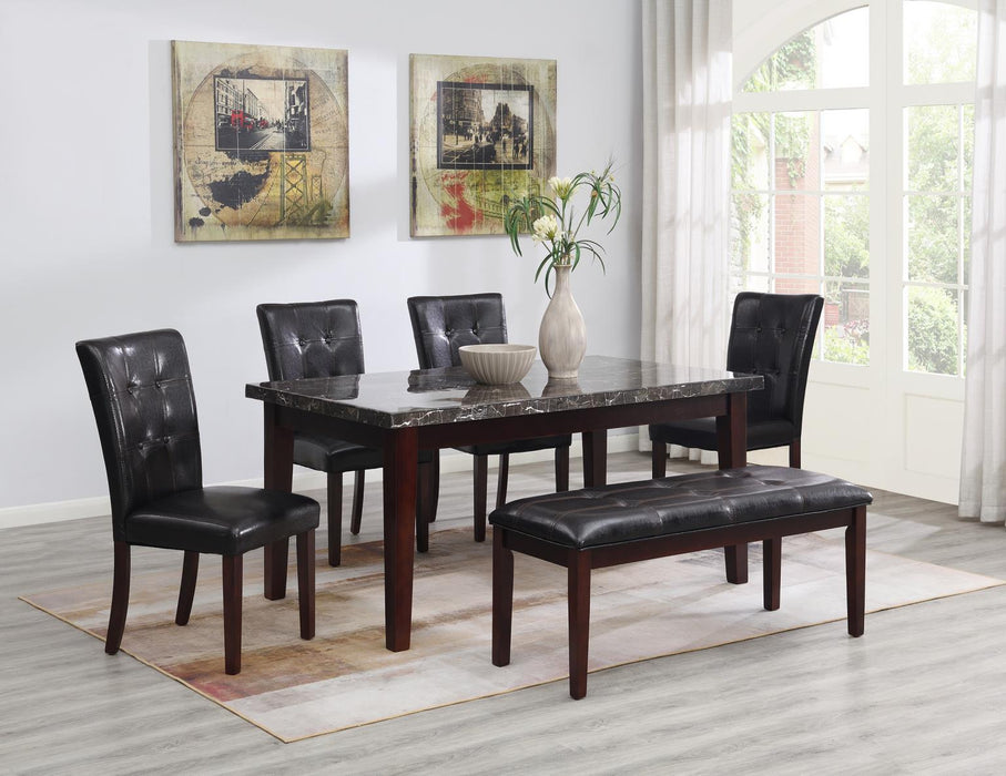 D128 - Marble Dining Table - Black / Dark Brown - alternate view 2