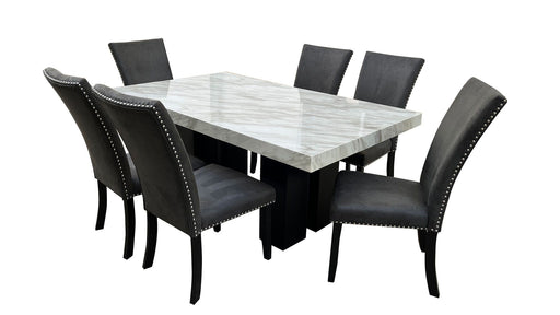 D02 - 7 Piece Dining Room Set (Dining Table And 6 Dining Chairs) - Black - alternate view 2