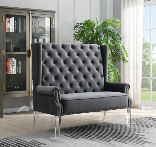 D2095 - High Back Velvet Wing Bench With Acrylic Legs - alternate view 2