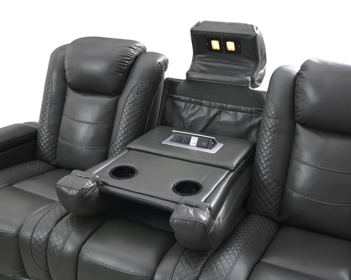 U93 - LED Power Reclining With Power Headrest, Bluetooth Speaker, And Drop Down Table Loveseat - Dark Gray - alternate view 2