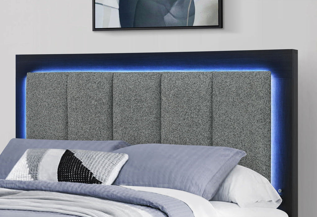 Emma - Queen Bed With LED And USB - Black / Gray - alternate view 3