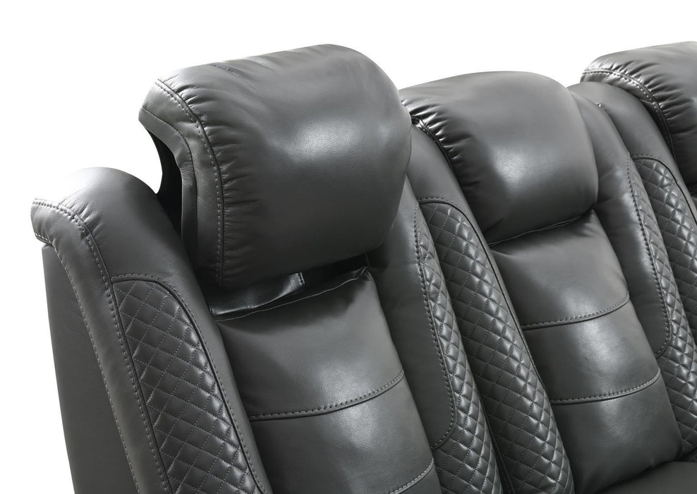 U93 - LED Power Reclining With Power Headrest, And Drop Down Table Sofa - Gray - alternate view 3