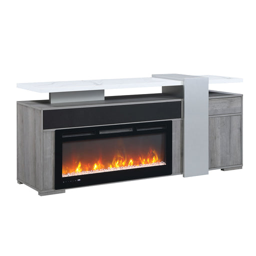 Zoro - 76" Entertainment Unit With Bluetooth Speaker - Dark Brown / White - alternate view 2