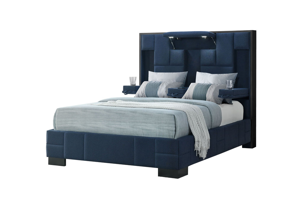 Oscar - Queen Bed Without Wood Trim - Navy Blue - alternate view 2