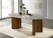 D071 - Rectangular Dining Table - Dark Walnut / Pandora Marble