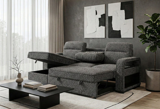 U2601 - Reversible Sofa Bed With Drop Down Table And Speaker - Dark Gray - alternate view 2