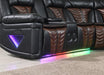 U56 - 3 Piece Power Sectional With Bluetooth Speaker, And Wireless Charger, Multi Color LED - Black / Brown - alternate view 3