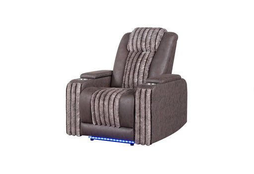 U8000 - Power Recliner With Power Headrest & LED Light - Brown - alternate view 2
