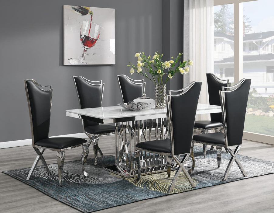 G-081-T-WHITE - Marble Dining Table - White - alternate view 3
