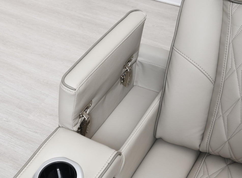 U11 - 3 Piece Power LED Sectional, Power Headrest, Heat, Massage Wireless Charger, And USB - Gray - alternate view 2