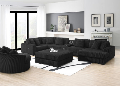 U242 - 7 Piece Setional With Right Chaise (1 RAF Chaise + 3 Armless Chair + 1 LAF + 1 Wedge + 1 Console) - Without Ottoman - Black - alternate view 2