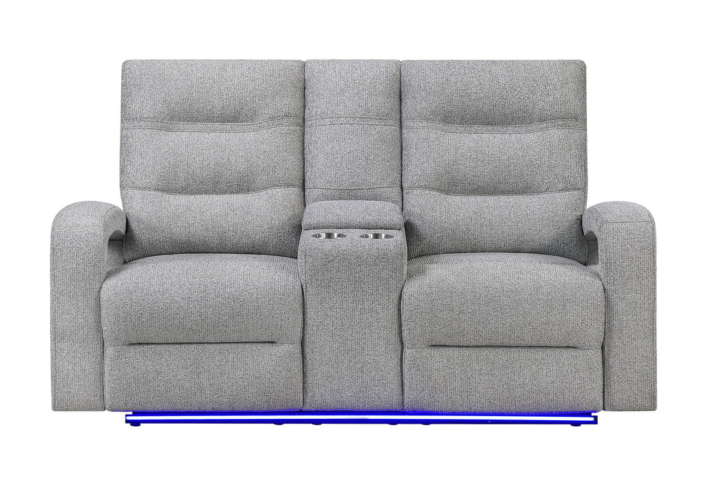 U6611 - Power Console Reclining Loveseat With LED - Dark Gray
