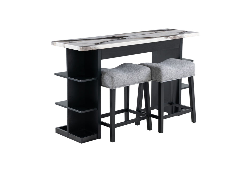 D3232 - 3 Piece Living Room Set (Console Sofa Table & 2 Stools) - Light Gray - alternate view 3