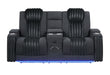 U8000 - Power Reclining Loveseat With Console, Power Headrest, LED Light, Bluetooth Speaker - Black