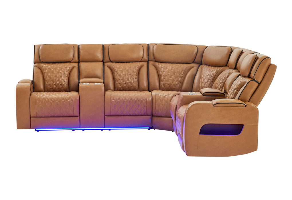 U8611 - Sectional With Power Headrest, Continuous LED And Speaker - Brown - alternate view 3