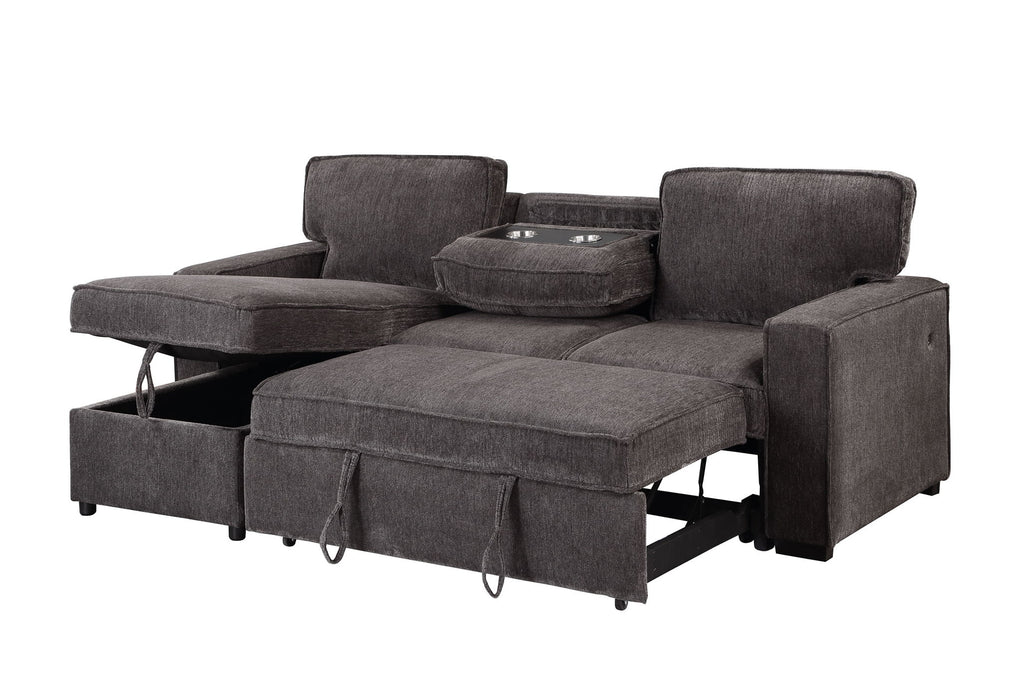 U0203 - Reversible Pull Out Fabric Sofa Bed - Dark Gray - alternate view 2