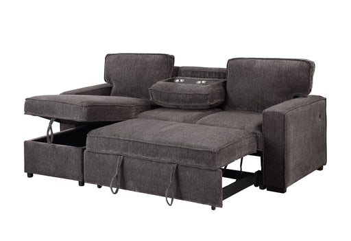U0203 - Reversible Pull Out Fabric Sofa Bed - Dark Gray - alternate view 2