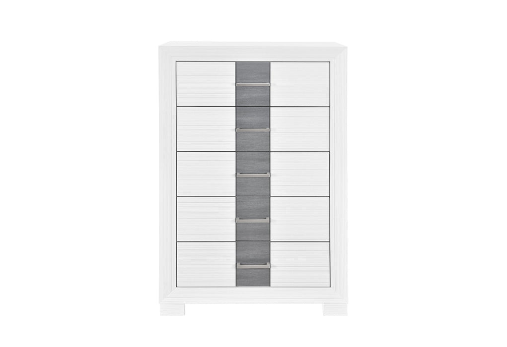 Optimus - 5 Piece Full Bedroom Set - White