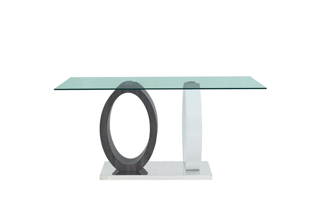 D1628 - Dining Table - Silver / White / Clear - alternate view 2