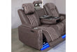 U8000 - Power Reclining Sofa With Power Headrest, Dropdown Table With Wood Trim & Reading Light & LED Light - Brown - alternate view 2