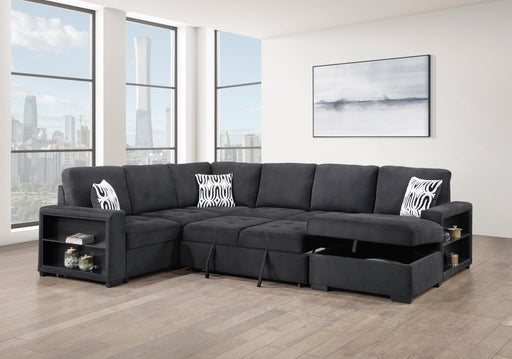 U274 - 3 Piece Sectional With USB (Type A+C) - Black - alternate view 2