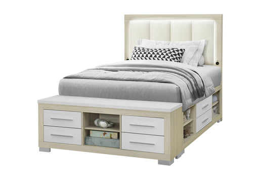 Emma - Full Bed With LED And USB - Light Brown / White - alternate view 2