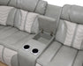 U55 - 3 Piece Power Sectional With Bluetooth Speaker, And Wireless Charger, Multi Color LED - Gray / Beige - alternate view 2