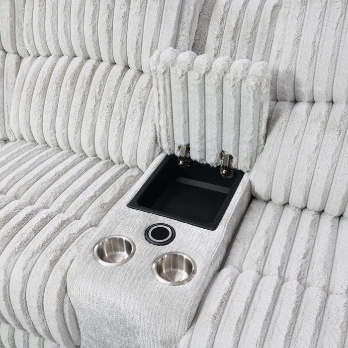 U61 - Corduroy Power 3 Piece Sectional With Bluetooth Speaker, And Wireless Charger - Gray - alternate view 3