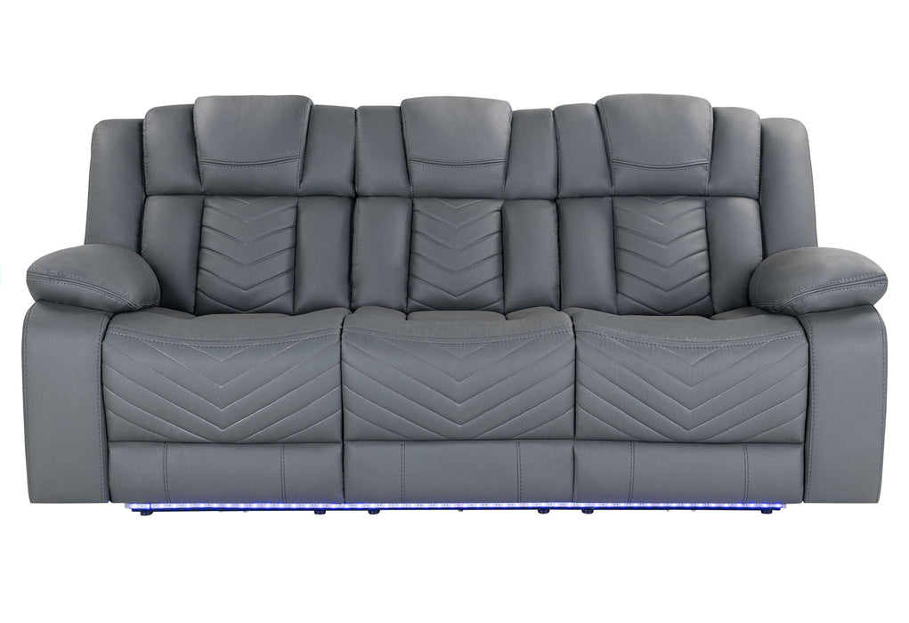 U7068 - 10 Power Reclining Sofa / Power Console Reclining Loveseat With LED - Gray - alternate view 3