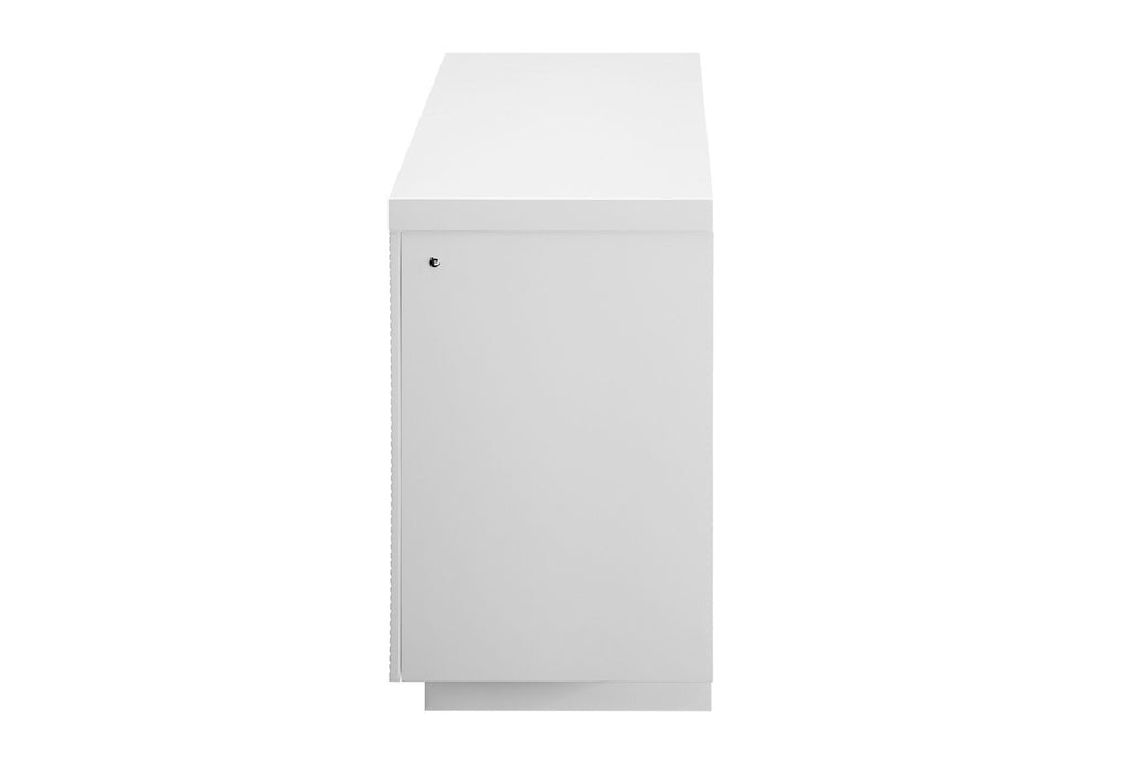 Aileen - 66" Entertainment Unit With LED, Speakers, Crystal Inserts And Pop Up Center Doors - White - alternate view 3