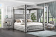 B568 - Velvet Canopy Bed With Bluetooth Speaker & USB