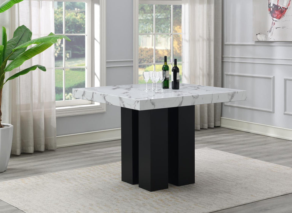 D130 - Faux Marble Counter Table - White / Black - alternate view 2