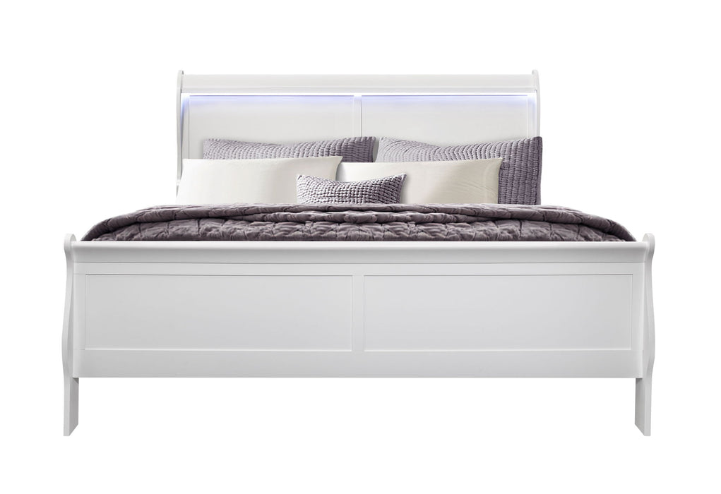 Charlie - 5 Piece King Bedroom Set With LED - White - alternate view 4