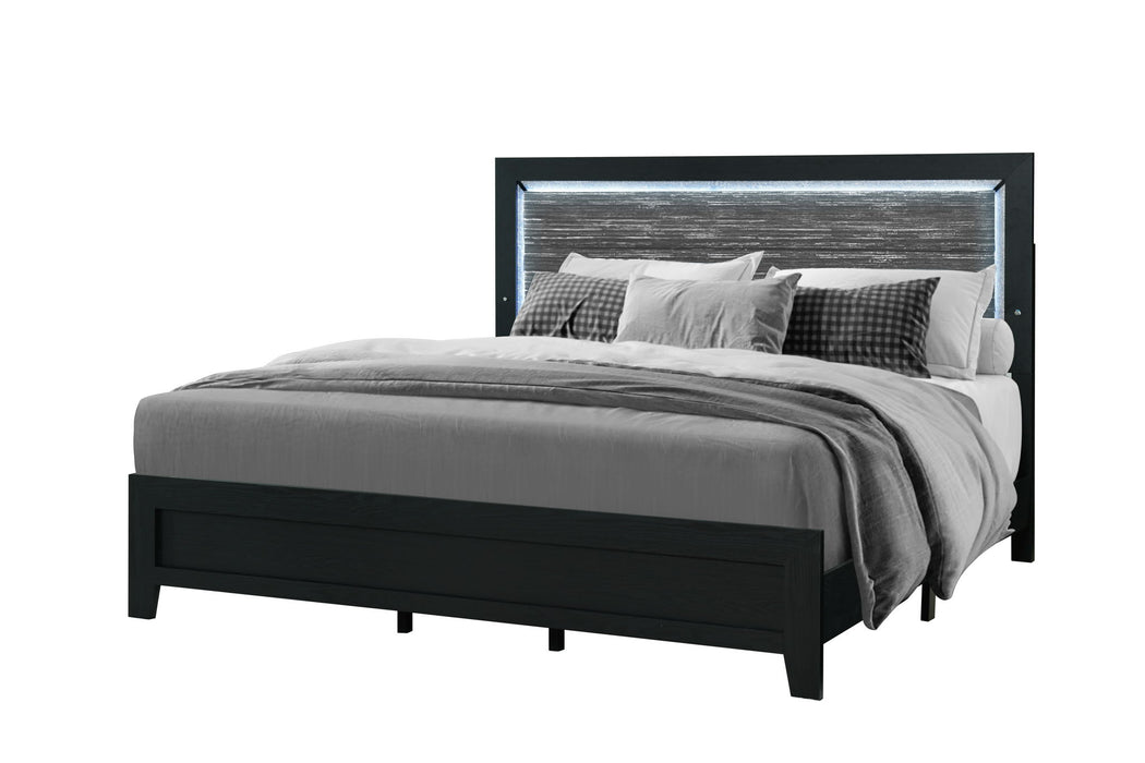 Reid - Queen Bed With LED - Black - alternate view 2