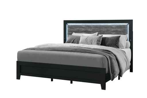 Reid - Queen Bed With LED - Black - alternate view 2